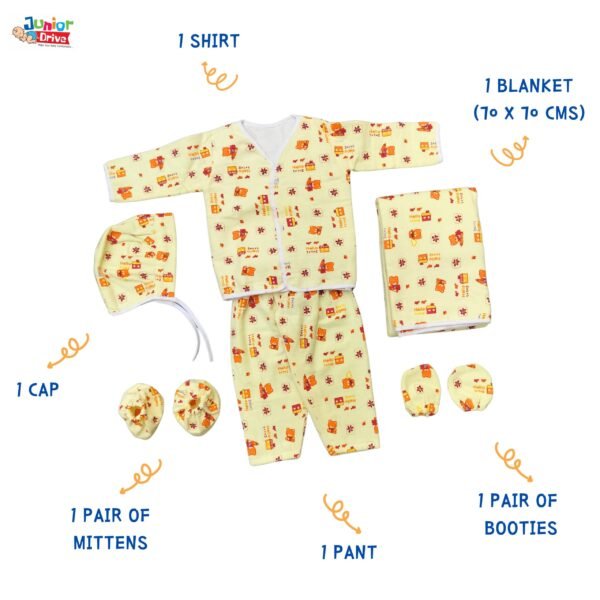 Cotton Baby Clothing Set – 6 Piece Newborn Outfit - Image 4