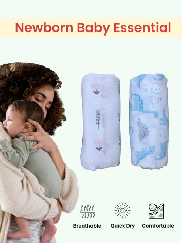 Cotton Muslin Swaddle Blanket – Multi-Purpose. - Image 4