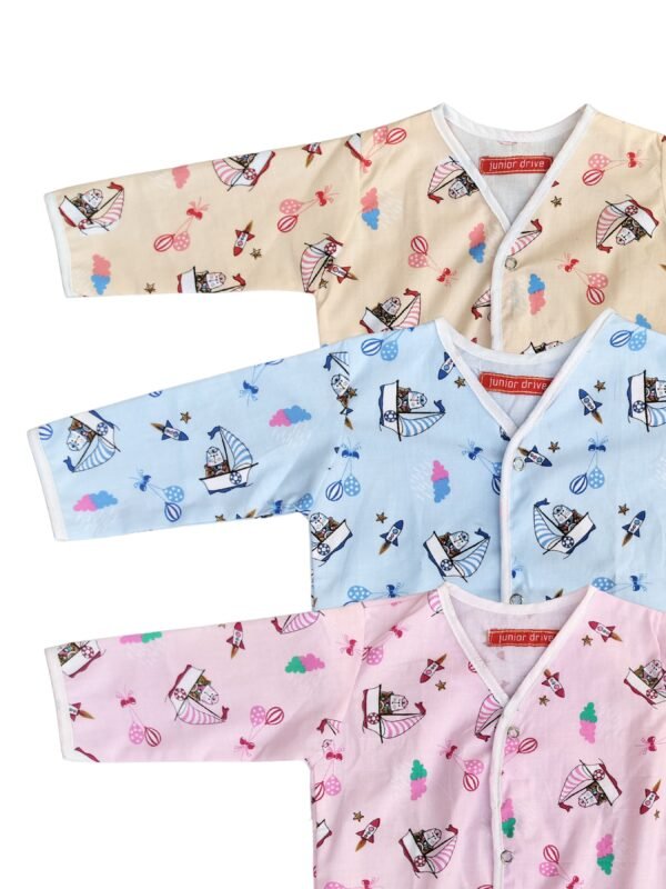 Cotton Baby Shirts Set – Multicolor, Pack of 3 - (6-12 Months) - Image 2