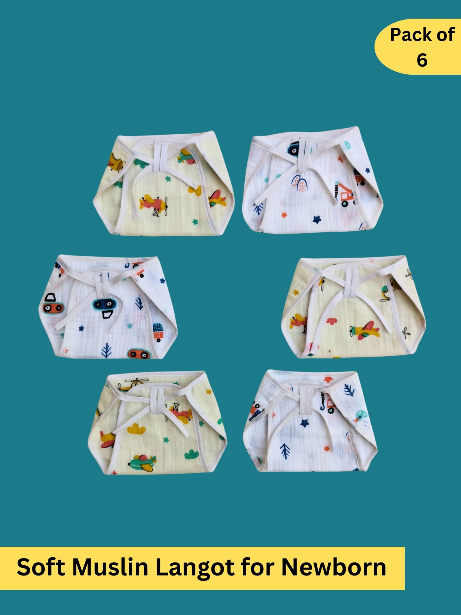 Soft Muslin Cotton Langot Set for Newborns - Multicolor - Image 3
