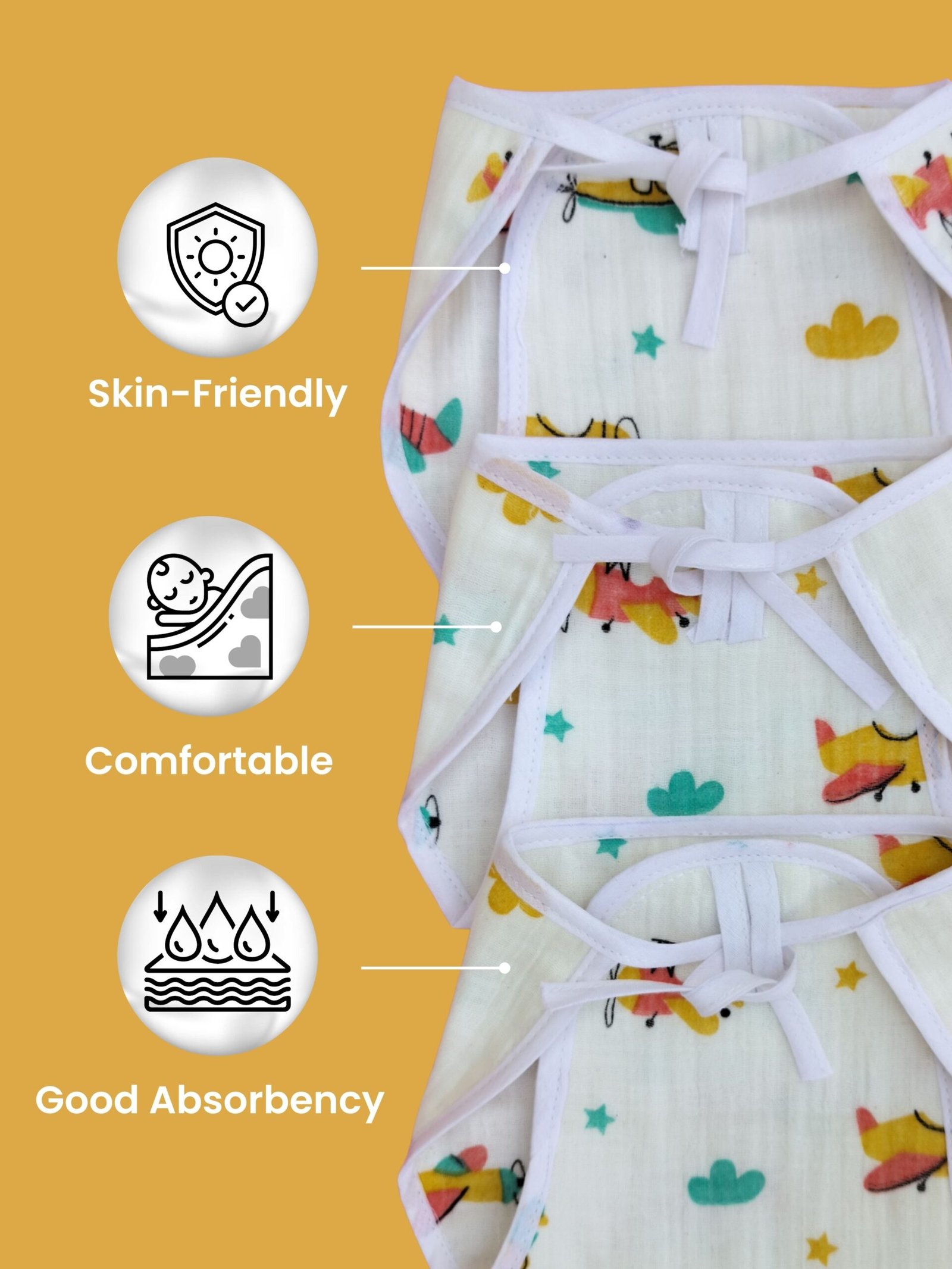 Soft Muslin Cotton Langot Set for Newborns - Multicolor - Image 4