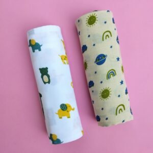 Muslin Baby Swaddle Blanket (0-1 years)- Pack of 2